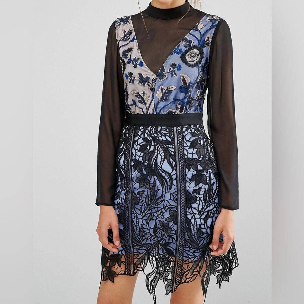 SELF PORTRAIT Lace Long Sleeve Dress, - Picture 4 of 8